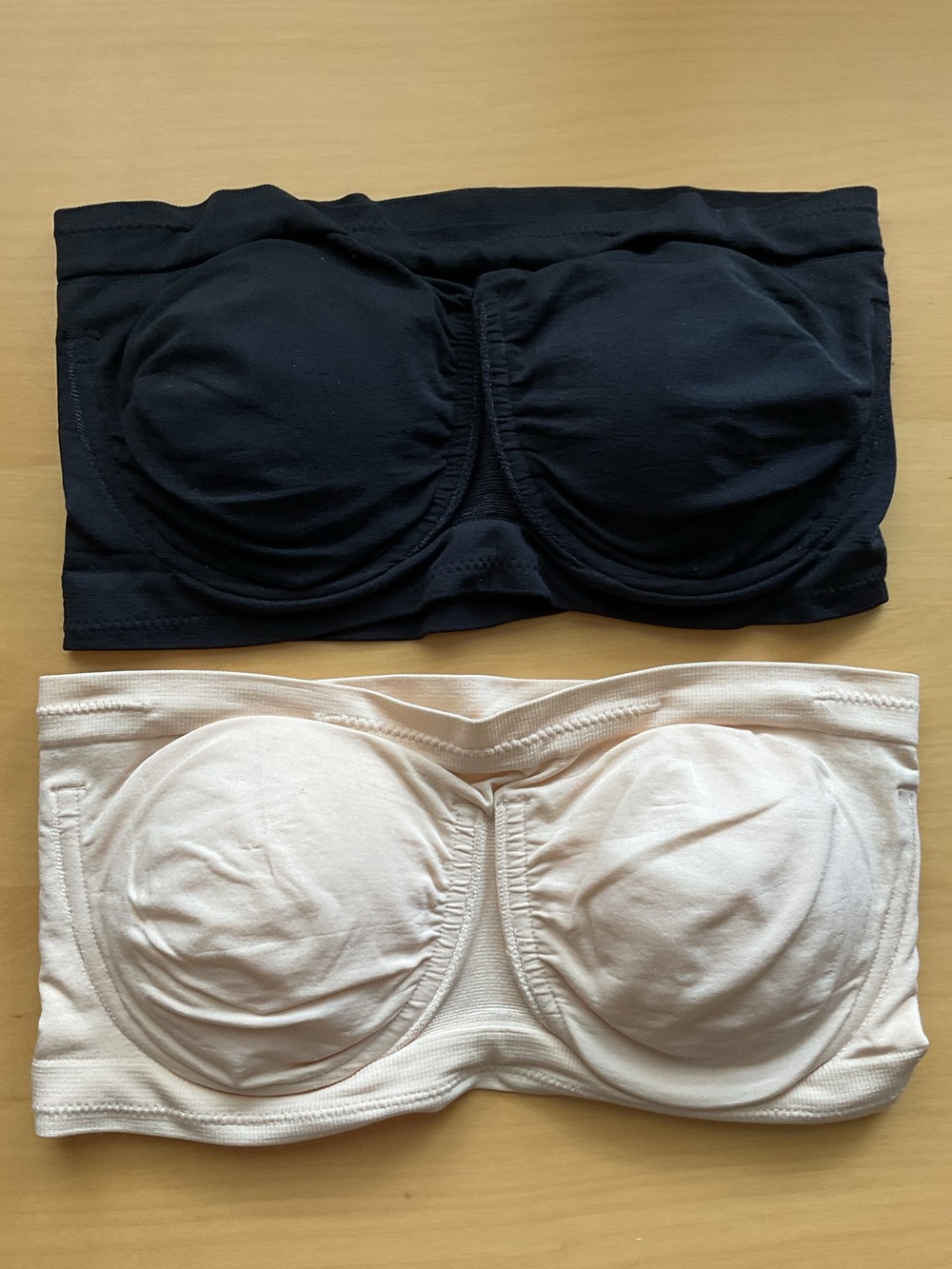Rhonda Shear 2-Pack Strapless Bandeau Bras - Black & Nude, Size L.